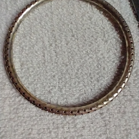 Silvertone holey bangle bracelet 2.5 wide - Picture 3 of 4